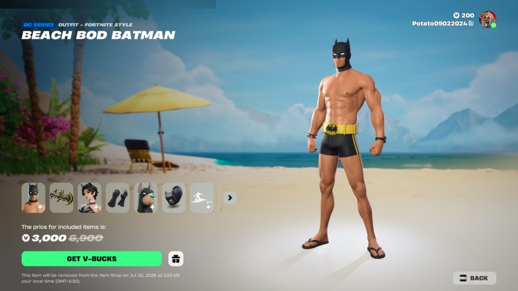 Fortnite DC Hot Bat Summer Beach Bod Batman Skin