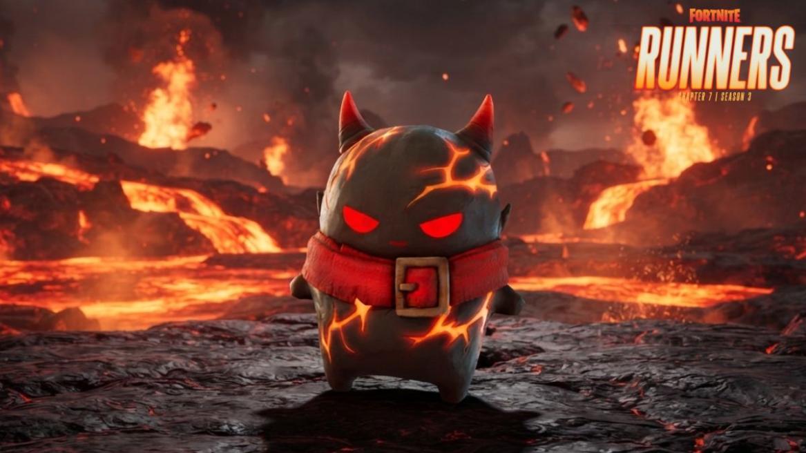 Fortnite Demon Sprite standing in lava and magma