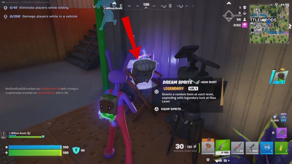 Fortnite Dream Sprite inside a locker