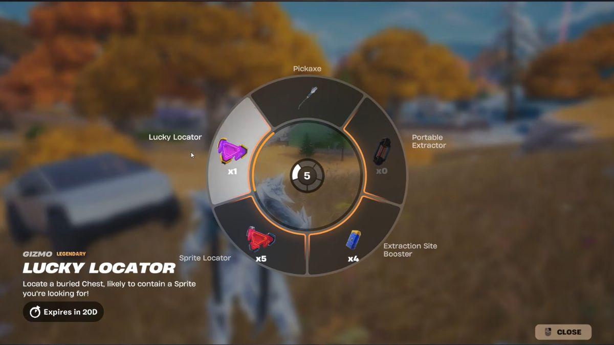Fortnite Gizmo Wheel with Lucky Locator Selected