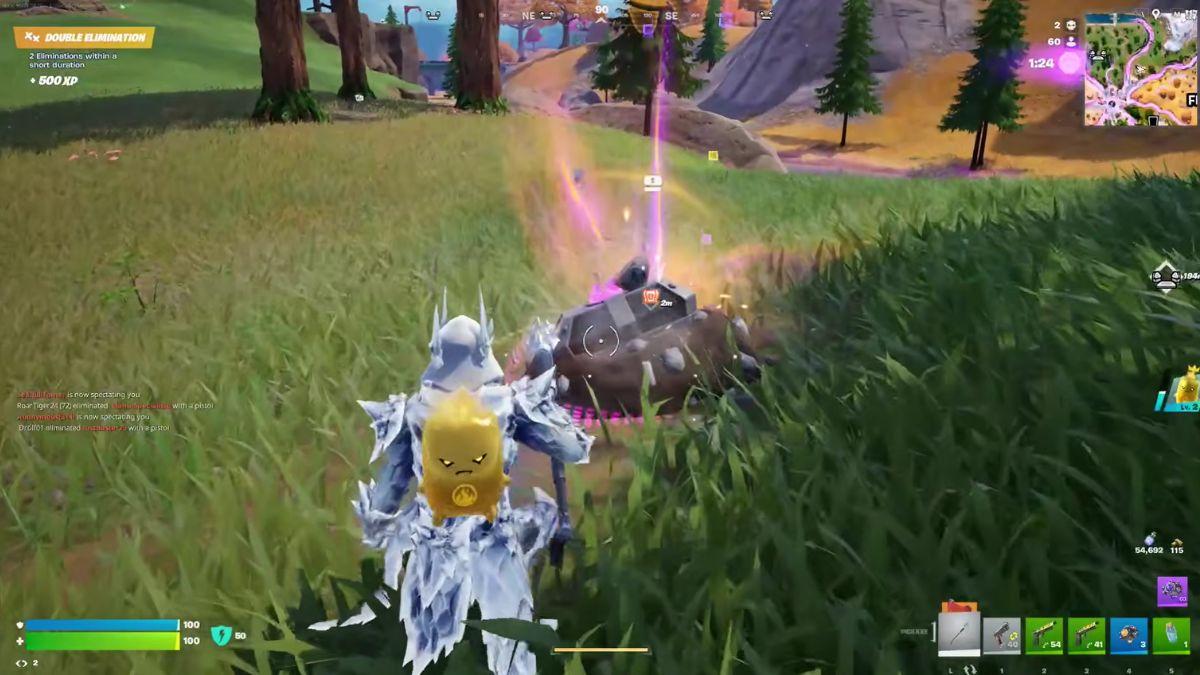 Player digging up Sprite Chest in Fortnite