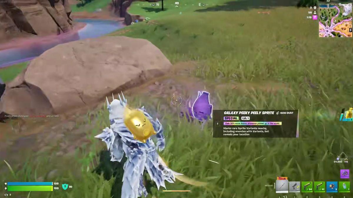 Player with a Galaxy Peely Sprite in Fortnite