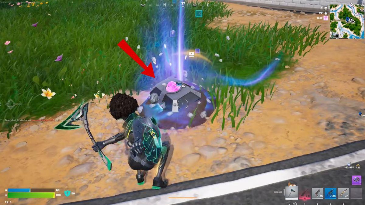 Digging up a Fortnite Sprite Chest