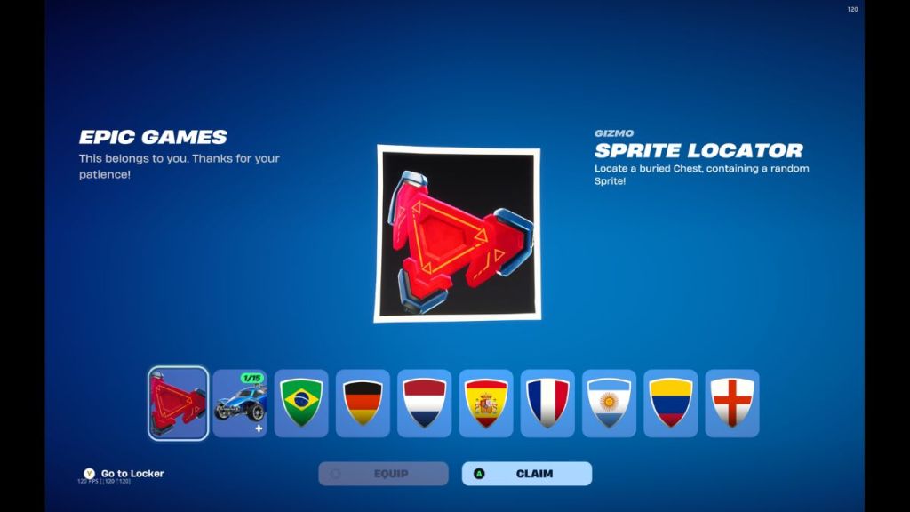 Localizador de Sprites de Fortnite como recompensa en el juego