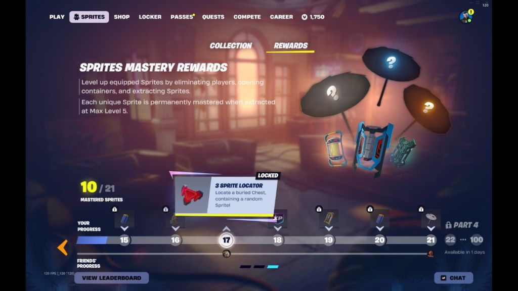 Localizador de Sprites de Fortnite en las recompensas de maestría de Sprites