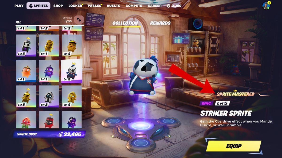 Fortnite Striker Sprite dominado en la colección