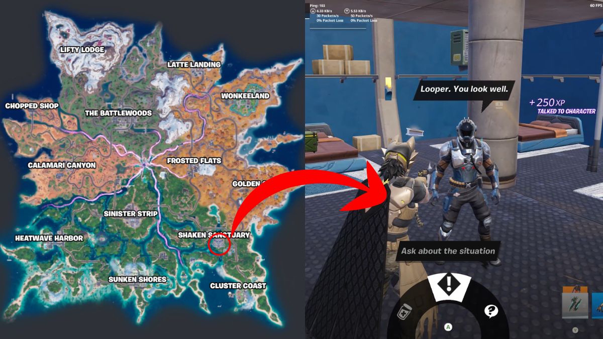 Fortnite Chapter 7 Season 3 map with the Visitor