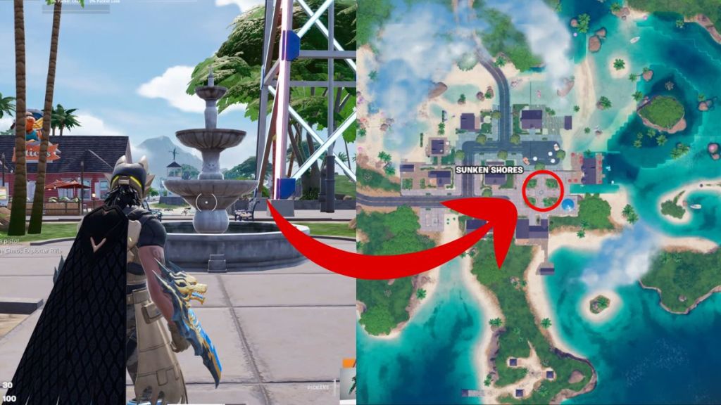 Fortnite Wishing Well with the Chapter 7 Season 3 map