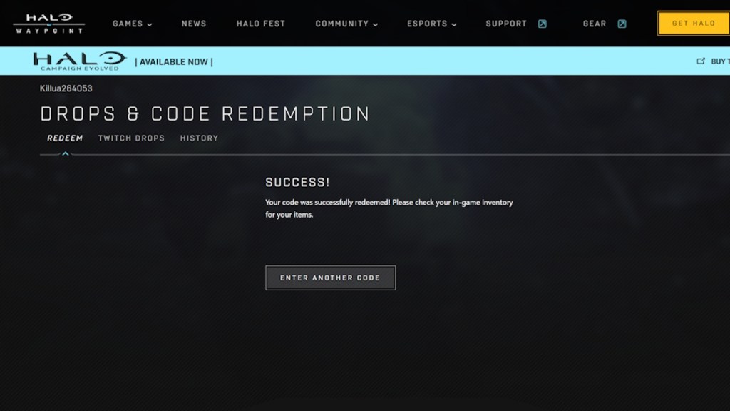 Halo Campaign Evolved Successfully redeemed code