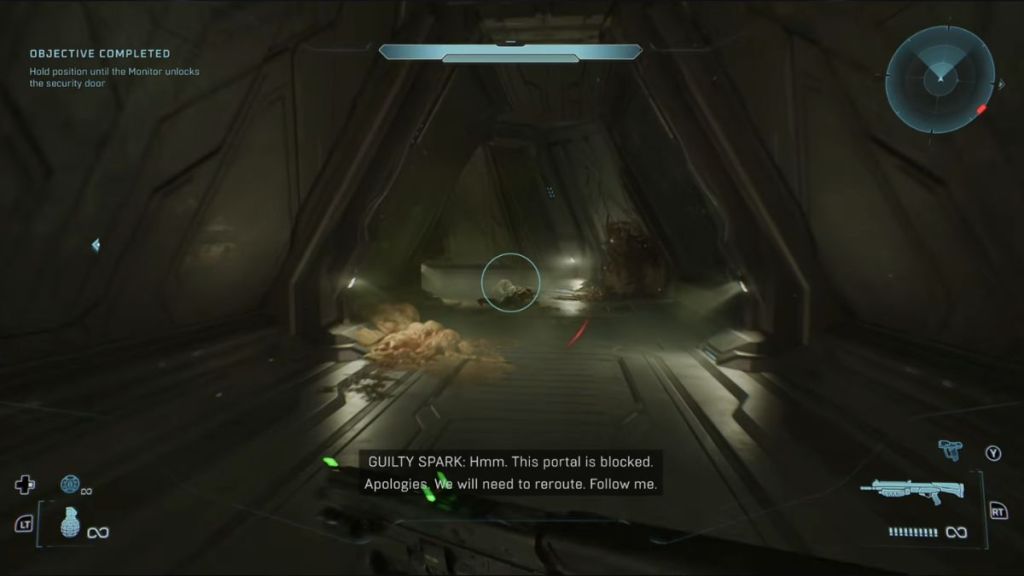 A Flood infested hallway in Halo Campaign Evolved