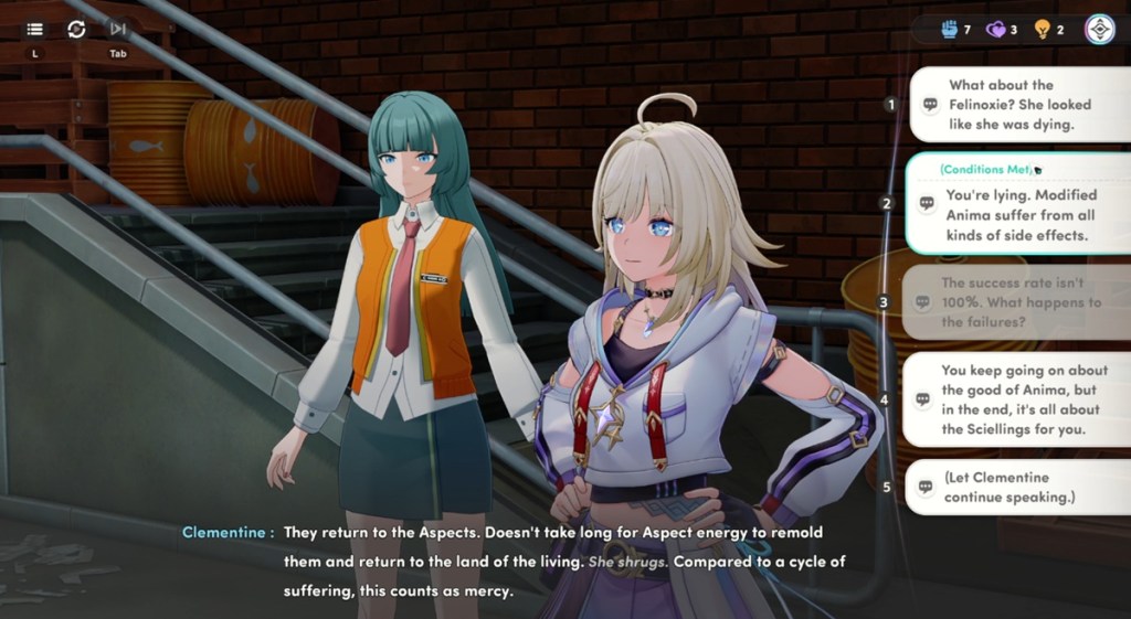 Honkai Nexus Anima conditional dialogue