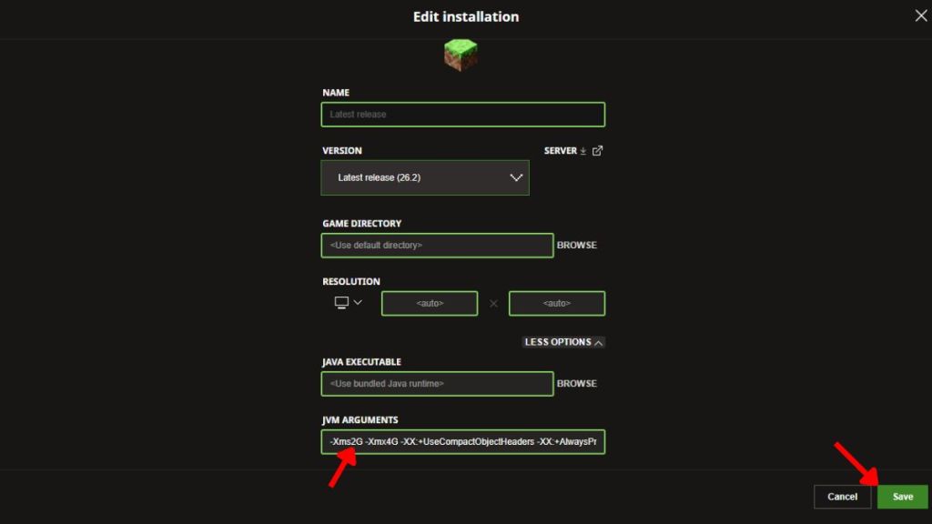 How to allocate more RAM to Minecraft in official launcher