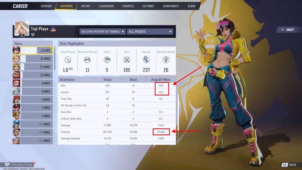 Jubilee hero stats