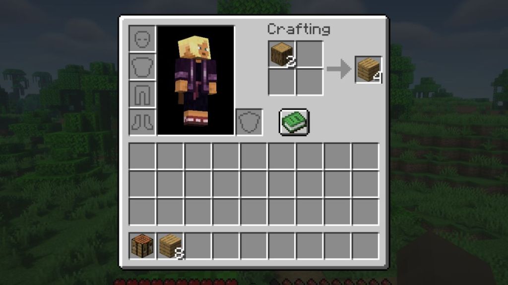 Make wooden planks in Minecraft using wooden logs