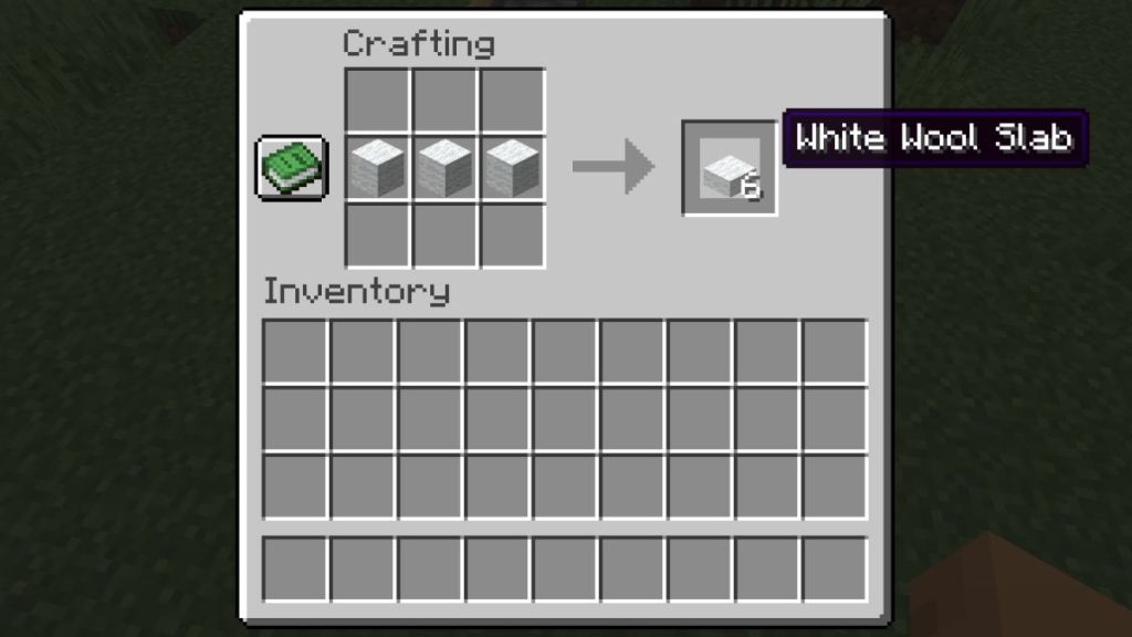 Minecraft Wool Slab crafting recipe