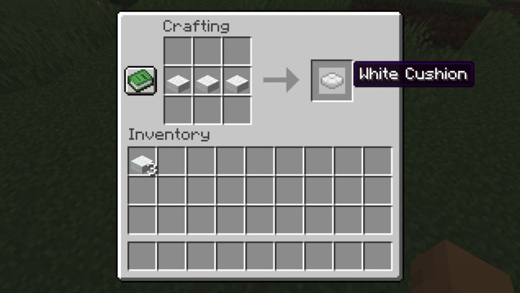 Minecraft cushion crafting recipe