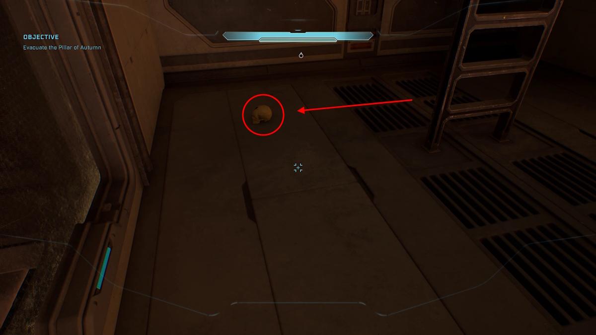 Cráneo en perspectiva tirado en el suelo en Halo Campaign Evolved