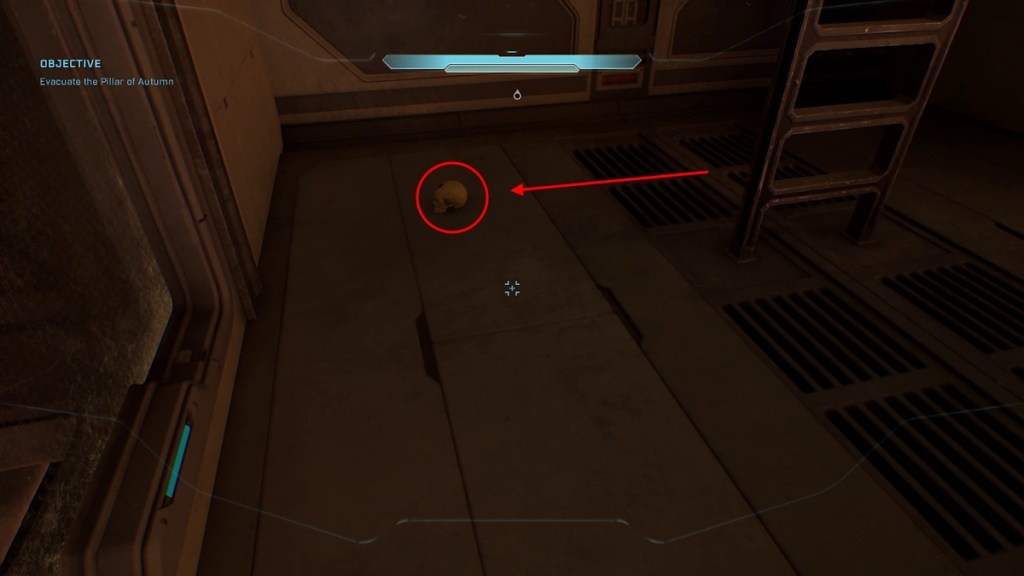 Perspective skull lying on the ground in Halo Campaign Evolved