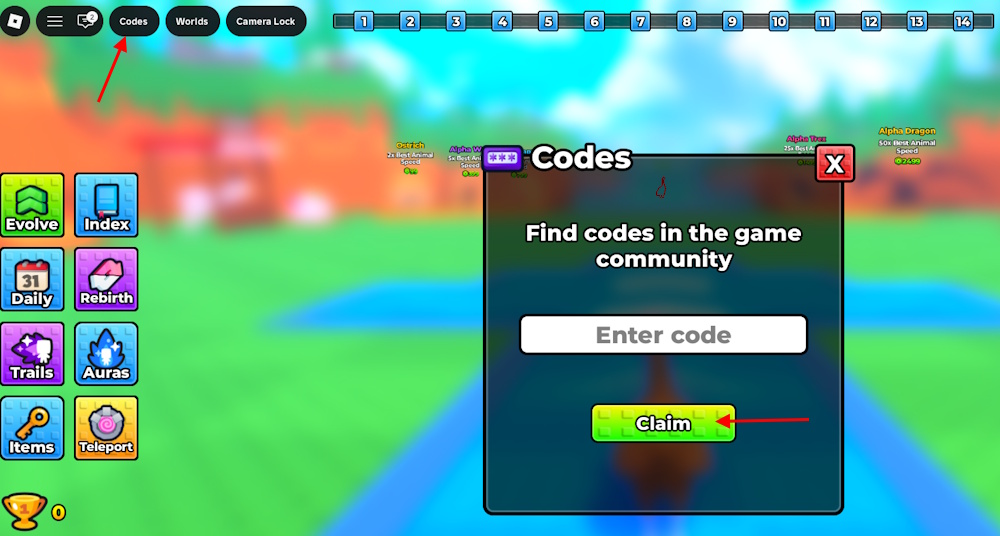 Redeeming codes in +1 Speed Evolve