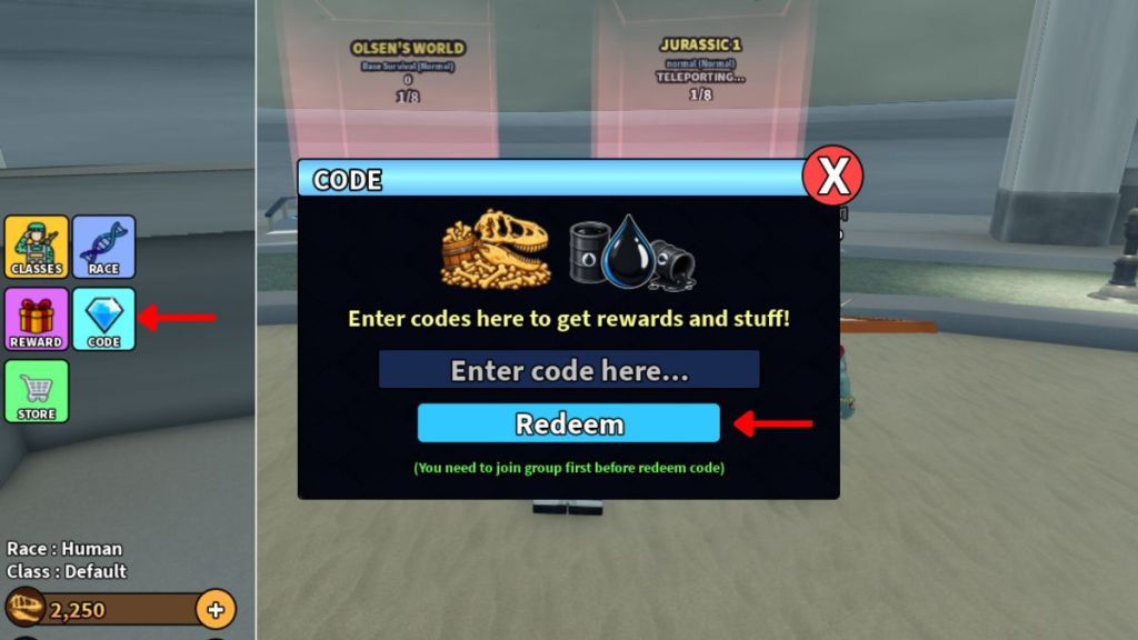 Redeem Dino World Codes
