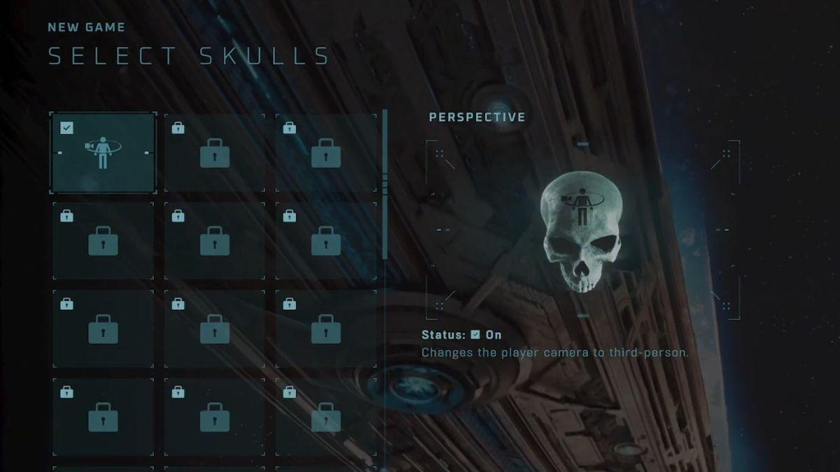 Seleccionar el cráneo en perspectiva en Halo Campaign Evolved