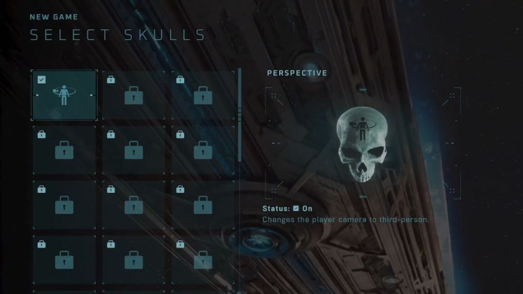 Selecting the Perspective skull in Halo Campaign Evolved