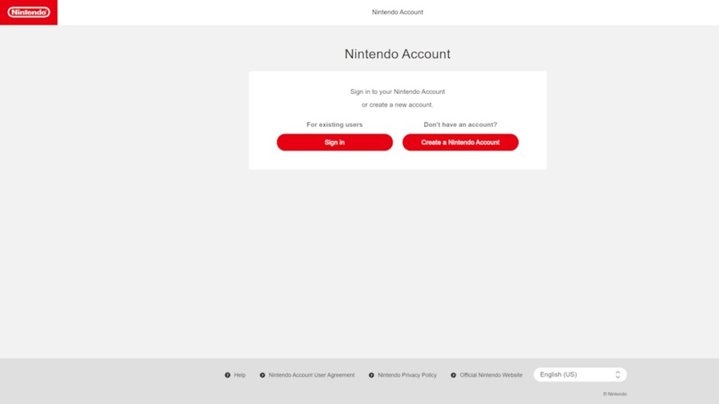 Sign in using your Nintendo account