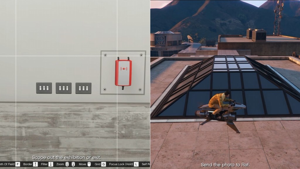 Skylight on the rooftop of the Kortz Center Heist in GTA Online Scope Out mission