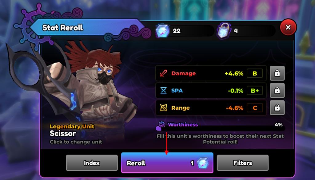 Stat reroll in Anime Expeditions
