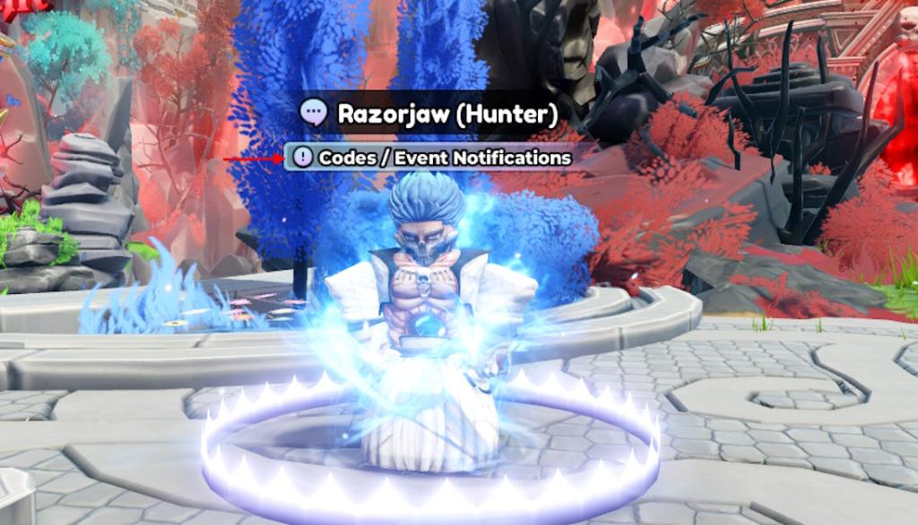 Talk to codes npc in Anime Expeditions