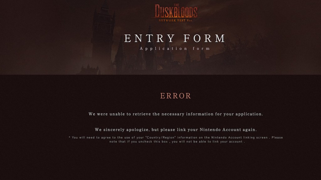 The Duskbloods closed network test sign up error