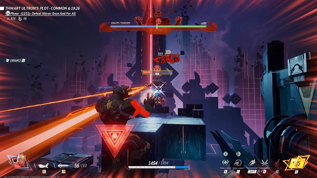 Ultron's dual laser attacks in final phase