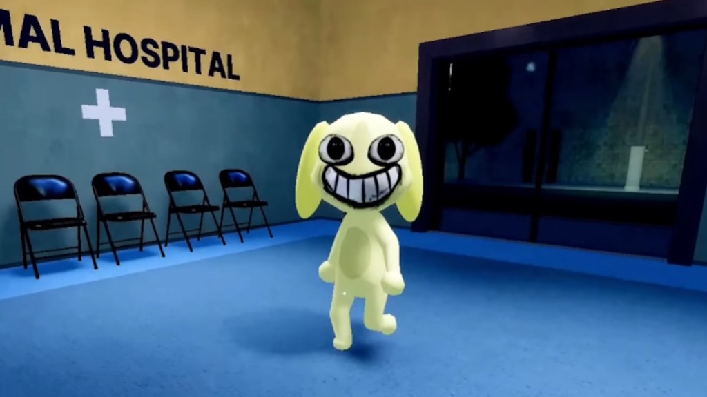 Apariencia facial antinatural en un hospital de animales