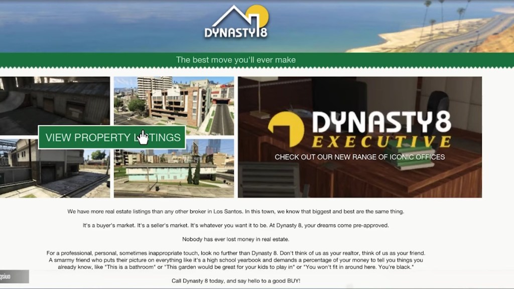 Viewing Propertly Listings in GTA Online