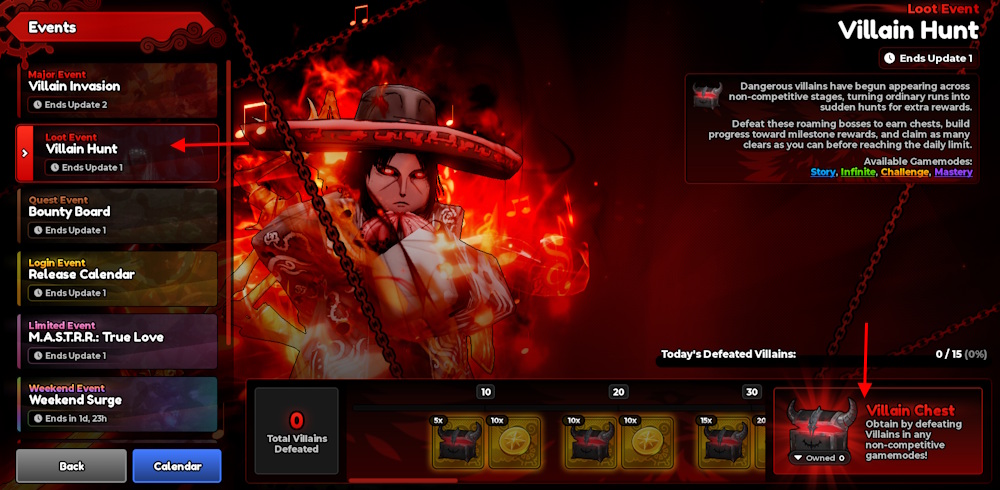 Villain Chest in Events Page Anime Expeditions