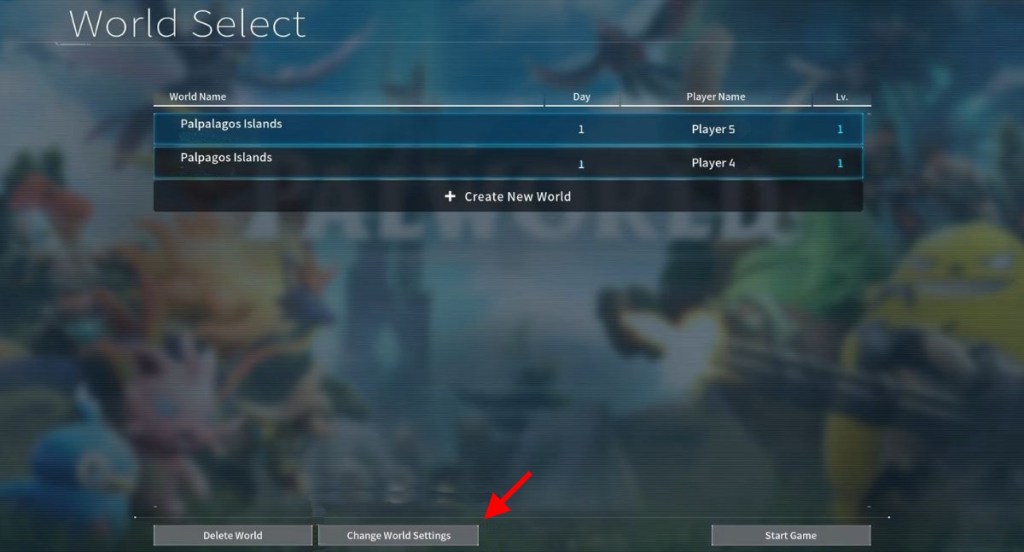 World Settings in Palworld