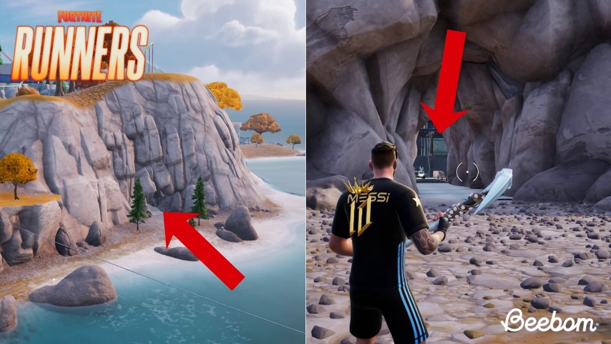Entrada a la playa de Bat Cave en Fortnite