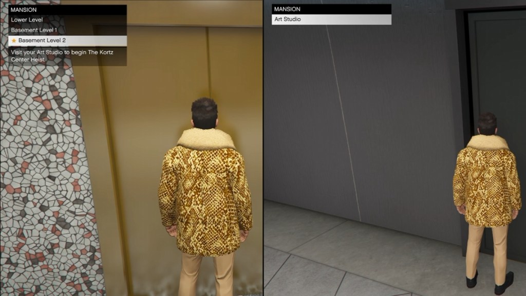 Entering art studio inside the mansion in GTA Online