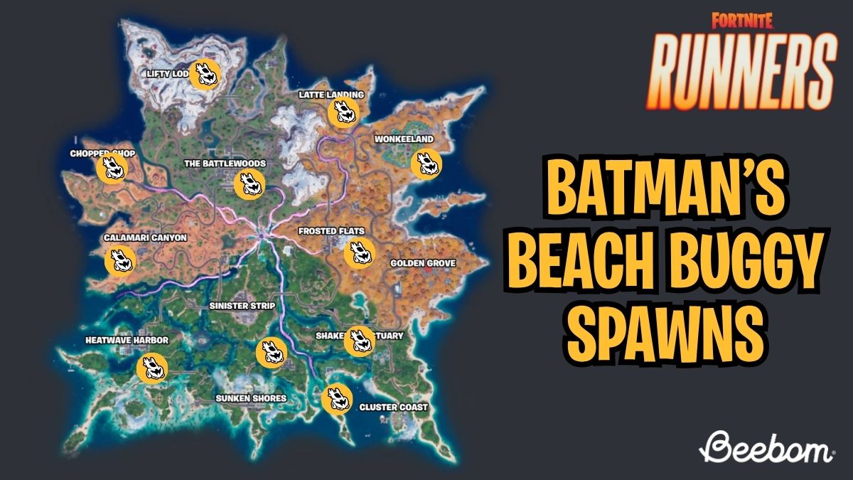 Mapa de generación del buggy playero de Batman de Fortnite