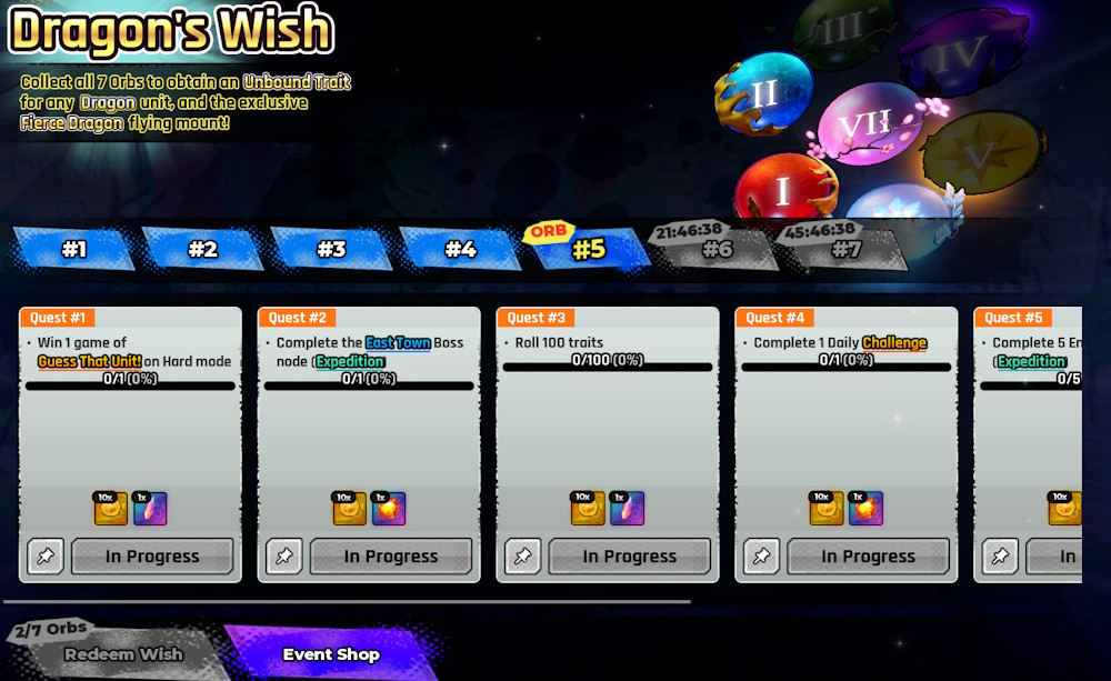Anime Expeditions wish orb 5 quests