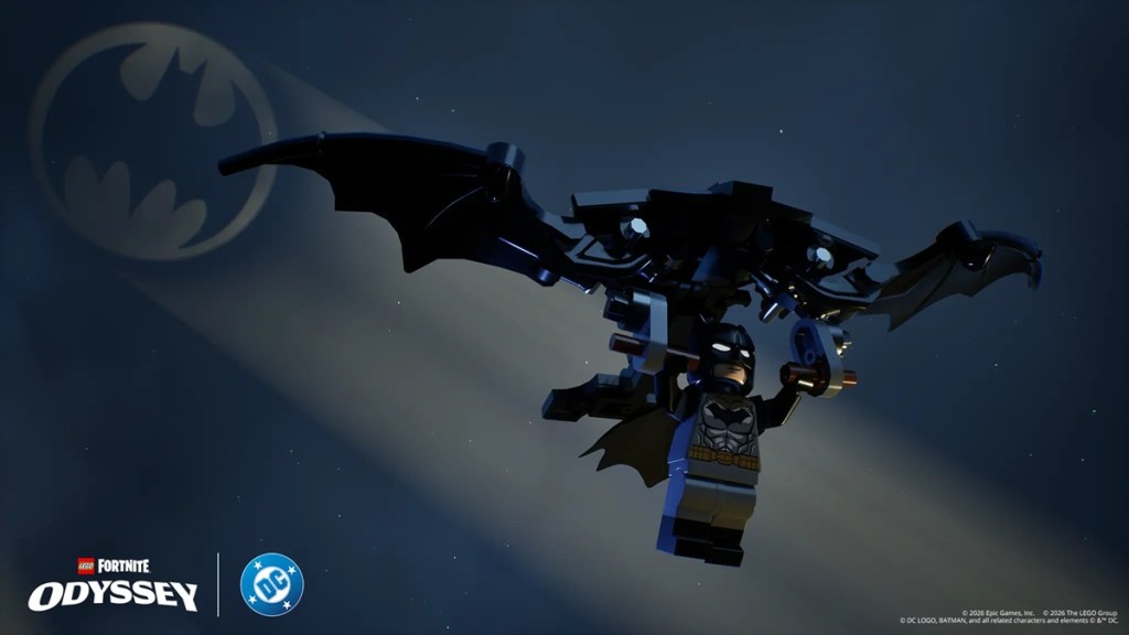 Batman Gliding in LEGO Fortnite Odyssey