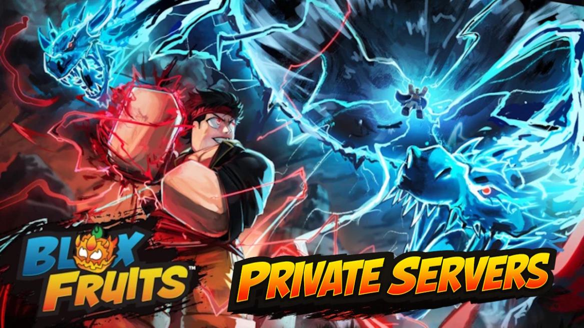 Blox Fruits gameplay shot with private servers text