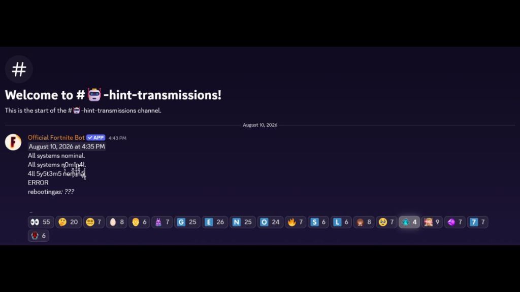 Fortnite Chapter 7 Season 4 hints in Discord