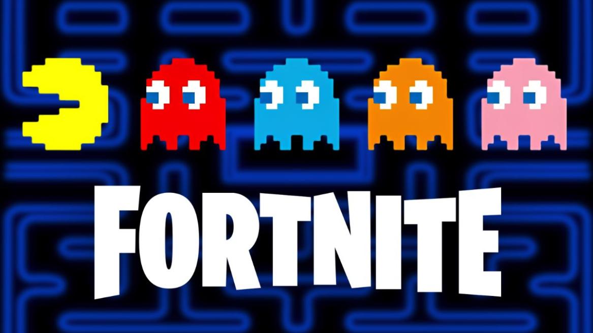 Pac-Man and the Ghost next to the Fortnite logo