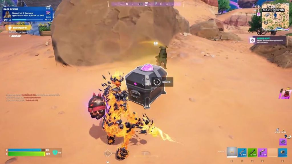 Fortnite player searching a Sprite Chest