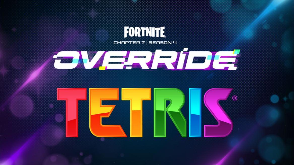 Fortnite Override logo and Tetris logo