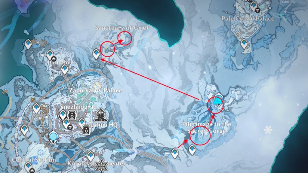 Frostfairy Flower farming rout Genshin Impact