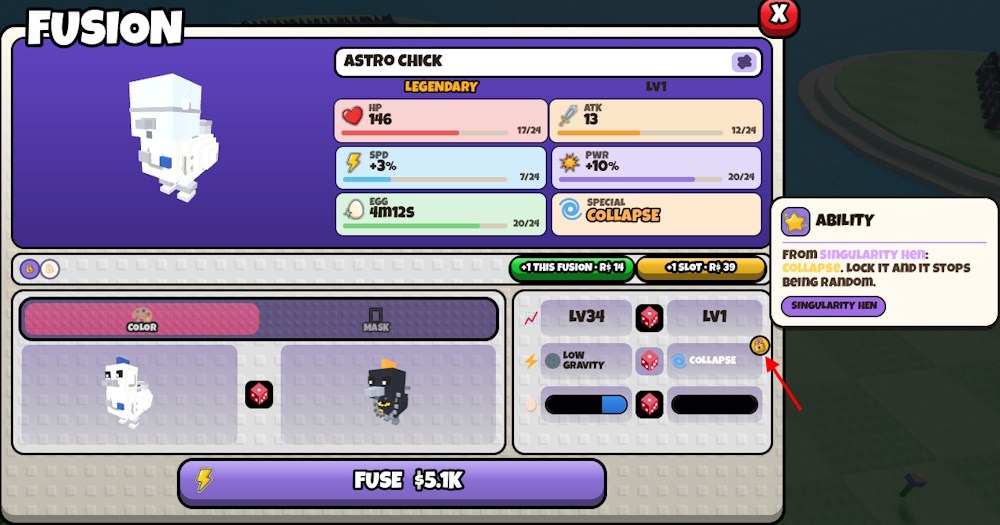 Fuse lock in Grow a Chicken Fighter