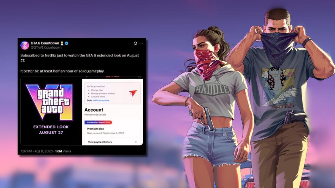 GTA 6's Extended Look official image (right) and GTA 6 Countdown post (left)