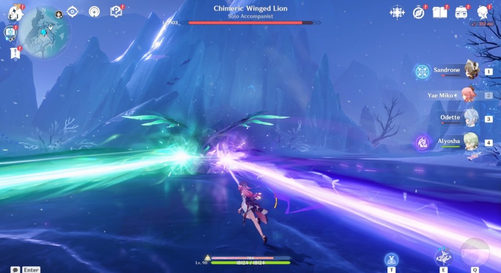 Genshin Impact Chimeric Winged Lion laser breath attack Snezhnaya